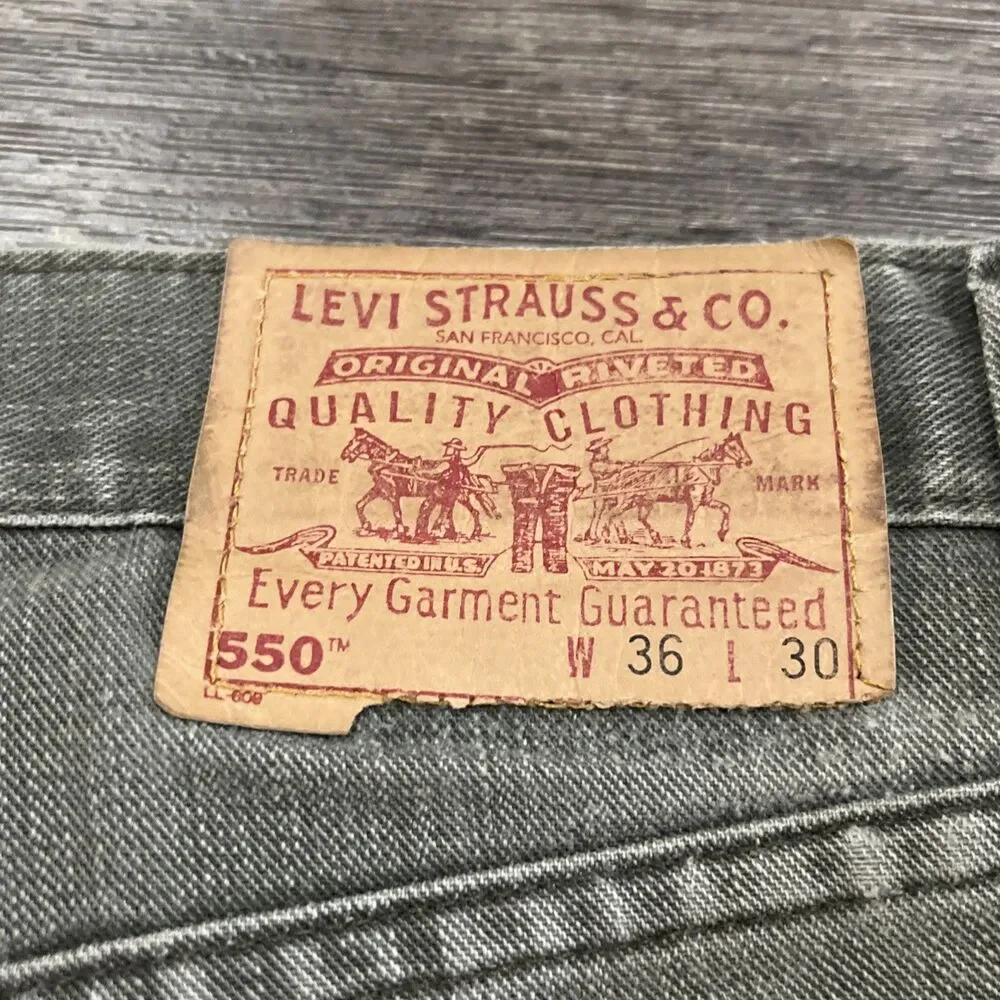 Vintage Y2K 90s Levi’s 550 Distressed Olive Green Jeans Made In Usa Men’s 36×30